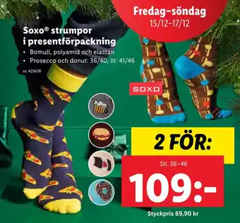 Lidl Soxo strumpor i presentförpackning erbjuda