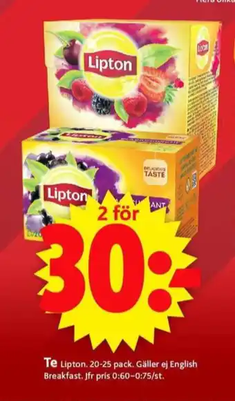 ICA Supermarket Lipton tepåsar erbjuda