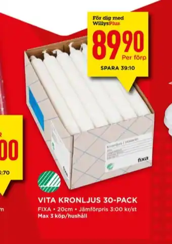 Willys Fixa kronljus erbjuda