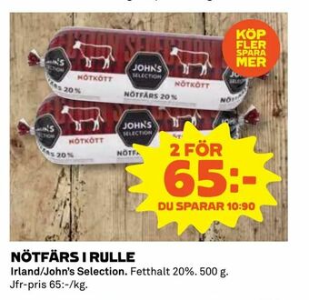 Coop Nötfärs i rulle erbjuda