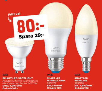 Jem&Fix Wiz Smart Led Spotlight GU10, 4,9W/50W erbjuda