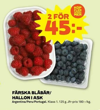 Coop Forum Färska blåbär/ hallon i ask erbjuda