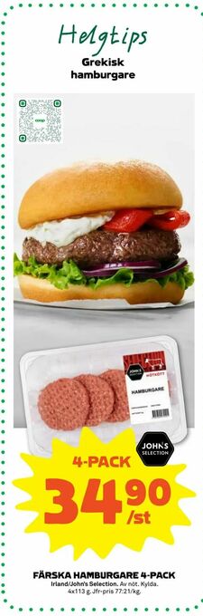 Stora Coop Färska hamburgare 4-pack erbjuda