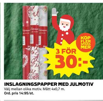 Coop Konsum Inslagningspapper med julmotiv erbjuda