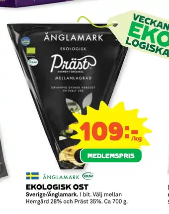 Coop Daglivs Ekologisk ost erbjuda