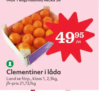 Hemköp Clementiner i låda erbjuda