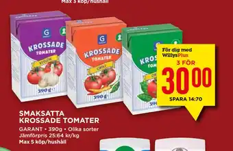 Willys Smaksatta krossade tomater erbjuda