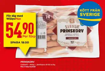 Willys Prinskorv erbjuda