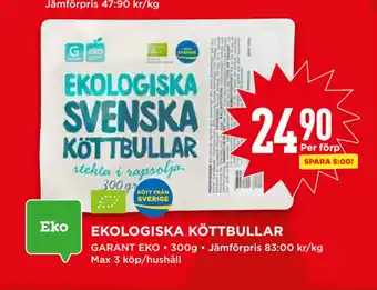 Willys Ekologiska köttbullar erbjuda