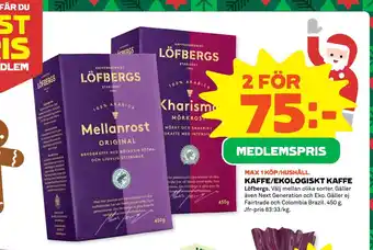 Coop Kaffe/ekologiskt kaffe erbjuda