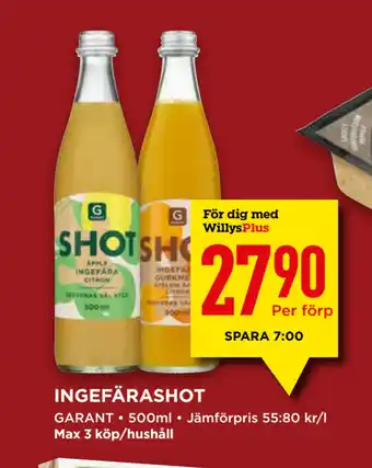 Willys Ingefärashot erbjuda