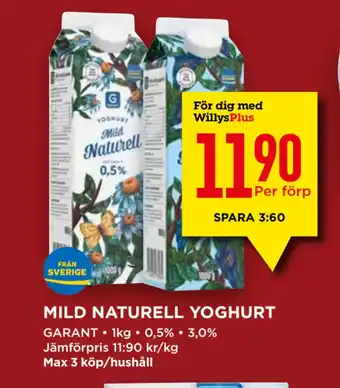 Willys Mild naturell yoghurt erbjuda