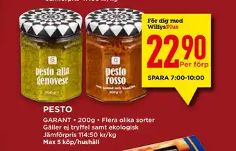 Willys Pesto erbjuda