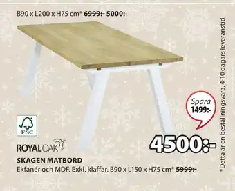 JYSK Skagen matbord erbjuda