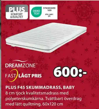 JYSK Plus f45 skummadrass, baby erbjuda