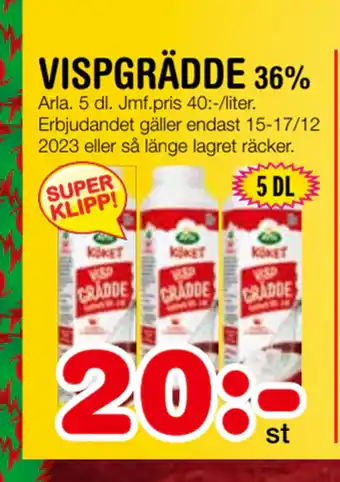 Nya Pulsen Vispgrädde 36% erbjuda