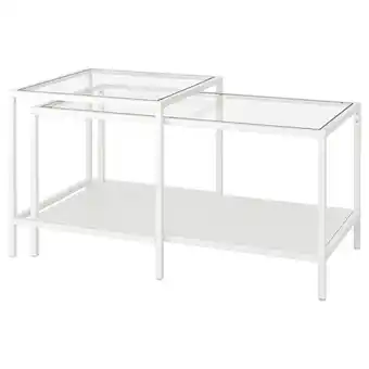 IKEA Vittsjö satsbord, set om 2, vit/glas, 90x50 cm erbjuda