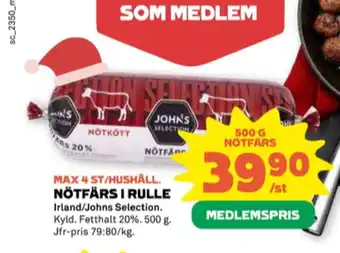 Stora Coop Johns selection nötfärs 20% erbjuda