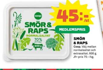 Stora Coop Coop smör & raps smörgåsmargarin erbjuda