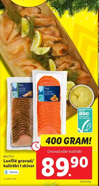 Lidl Laxfilé gravad/ kallrökt i skivor erbjuda