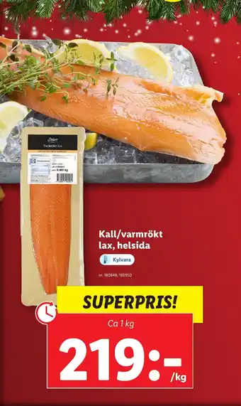 Lidl Kall/varmrökt lax, helsida erbjuda