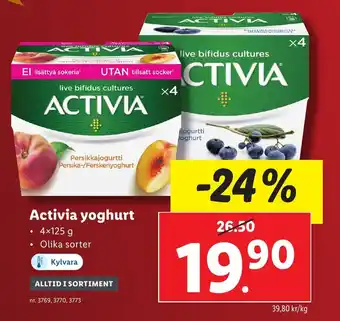 Lidl Activia yoghurt erbjuda