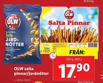 Lidl OLW salta pinnar/jordnötter erbjuda