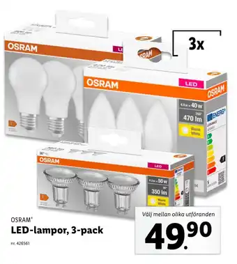 Lidl LED-lampor, 3-pack erbjuda
