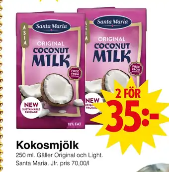 Matöppet Kokosmjölk erbjuda