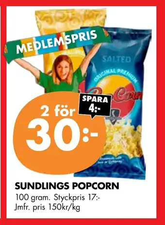 ÖoB Sundlings popcorn erbjuda