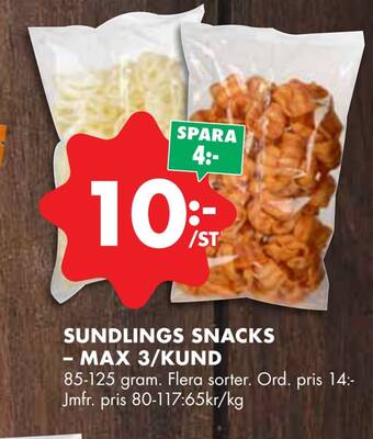 ÖoB Sundlings snacks - max 3/kund erbjuda