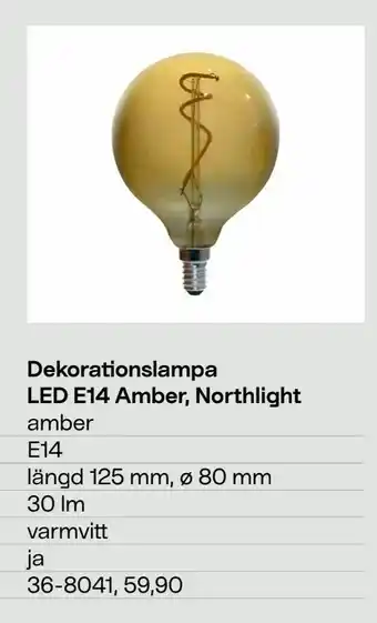 Dekorationslampa LED E14 Amber, Northlight