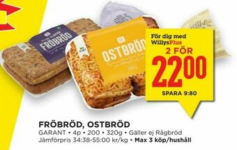 Willys Hemma Fröbröd, ostbröd erbjuda
