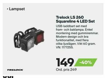 XXL Trelock LS 260 Squareline 4 LED Set erbjuda