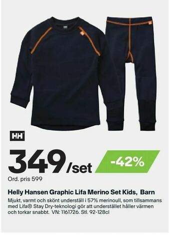 XXL Helly Hansen Graphic Lifa Merino Set Kids, Barn erbjuda
