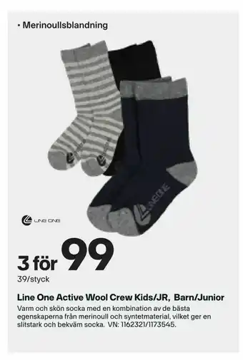 XXL Line One Active Wool Crew Kids/JR, Barn/Junior erbjuda