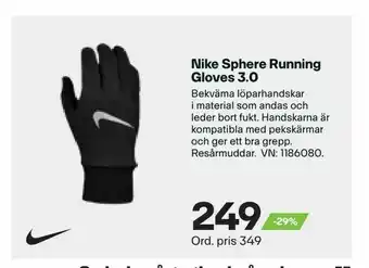 XXL Nike Sphere Running Gloves 3,0 erbjuda
