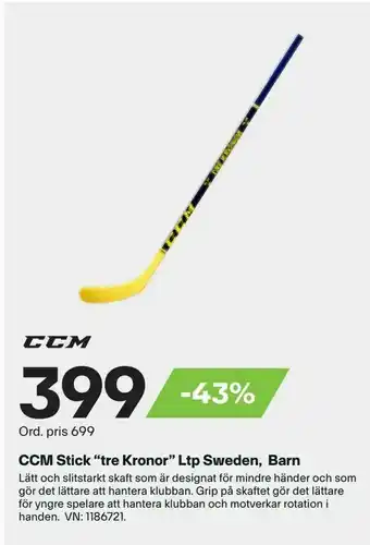 XXL CCM Stick 'tre Kronor" Ltp Sweden, Barn erbjuda
