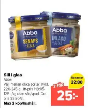 Coop Extra Sill i glas erbjuda