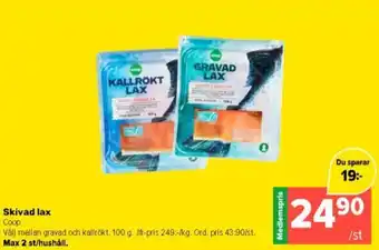 Coop Extra Skivad lax Coop erbjuda