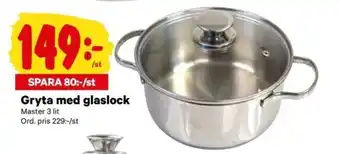 Master Gryta med glaslock 3lit