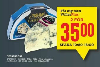 Willys Dessertost erbjuda