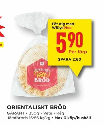 Willys Orientaliskt bröd erbjuda