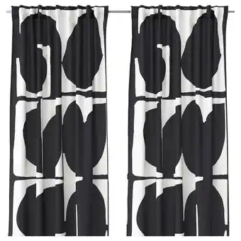 IKEA Skärmtry gardiner, 1 par, svart/vit, 145x250 cm erbjuda