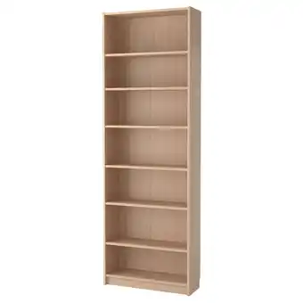 IKEA Billy bokhylla med förhöjningsdel, vitlaserad ekfaner, 80x28x237 cm erbjuda