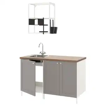 IKEA Enhet kök, vit/grå ram, 143x63.5x222 cm erbjuda