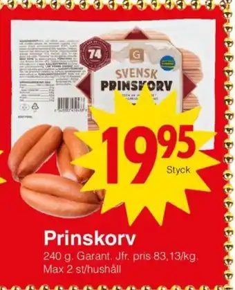 Matöppet Prinskorv erbjuda