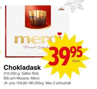 Matöppet Chokladask erbjuda
