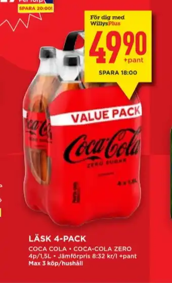 Willys Coca cola läskedryck erbjuda