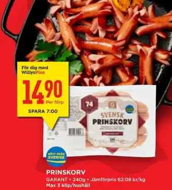 Willys Hemma Garant prinskorv erbjuda